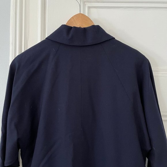 Vintage 1990s Karl Lagerfeld Collection Navy Wool Midi Shirtdress Women Size 42 - Picture 5 of 14